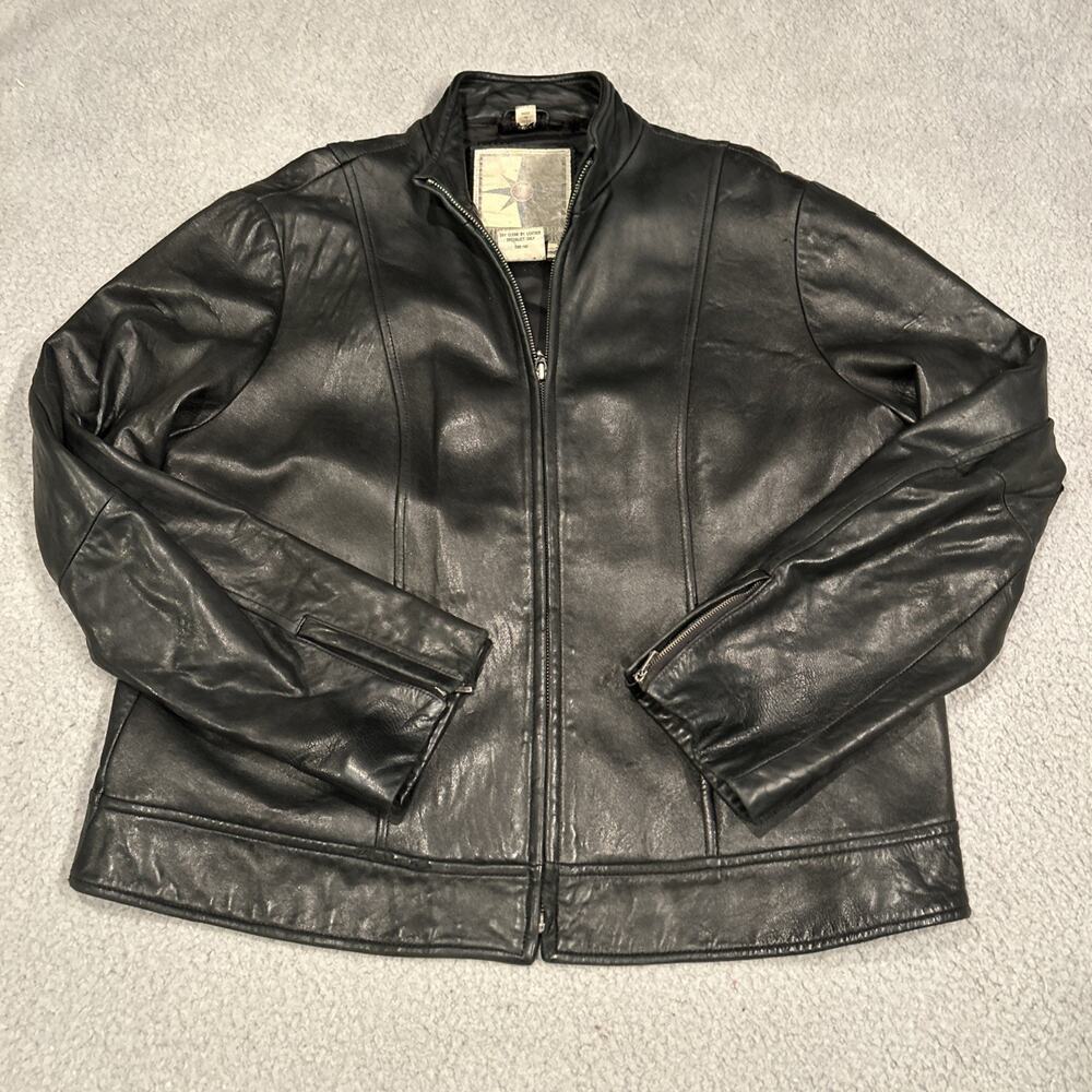 Middlebrook Park Soft Leather Jacket Coat W/Zipper Cuffs. Womens XL Black